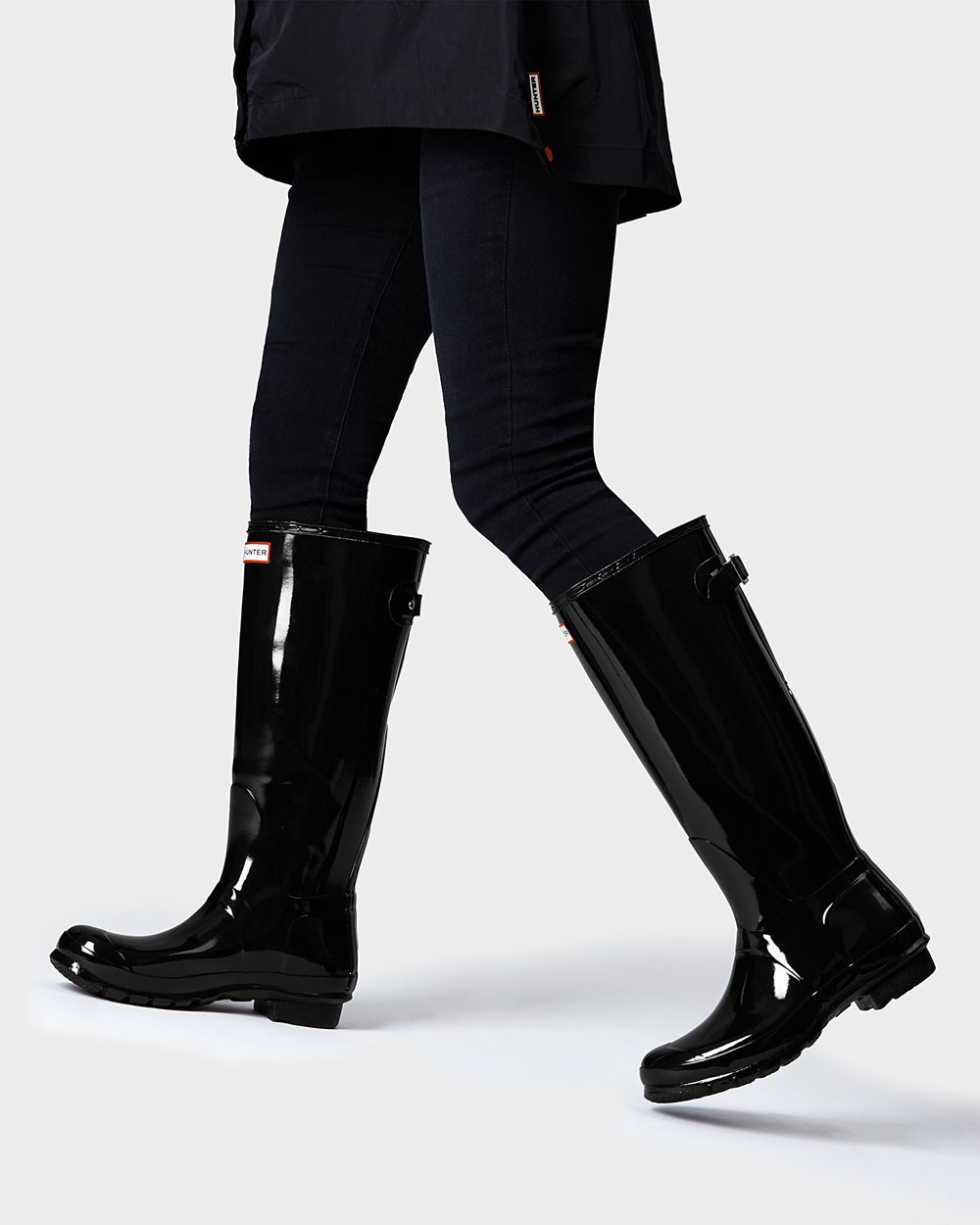 Hunter Mujer Original Back Adjustable Gloss - Botas de Lluvia Negras - 175-LMUSWF